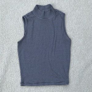 No Boundaries Black & White Stripe Mock Neck Tank